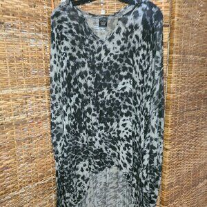 Leopard Print Shawl Dawls One Size w/ Armholes High Low Cover Up Slanted Hem